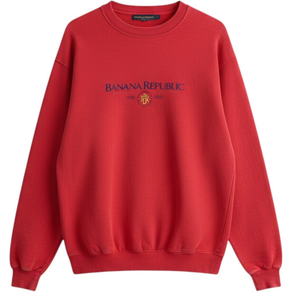 Vintage Banana Republic Embroidered Spell Out Crewneck Sweatshirt Red Mens Large